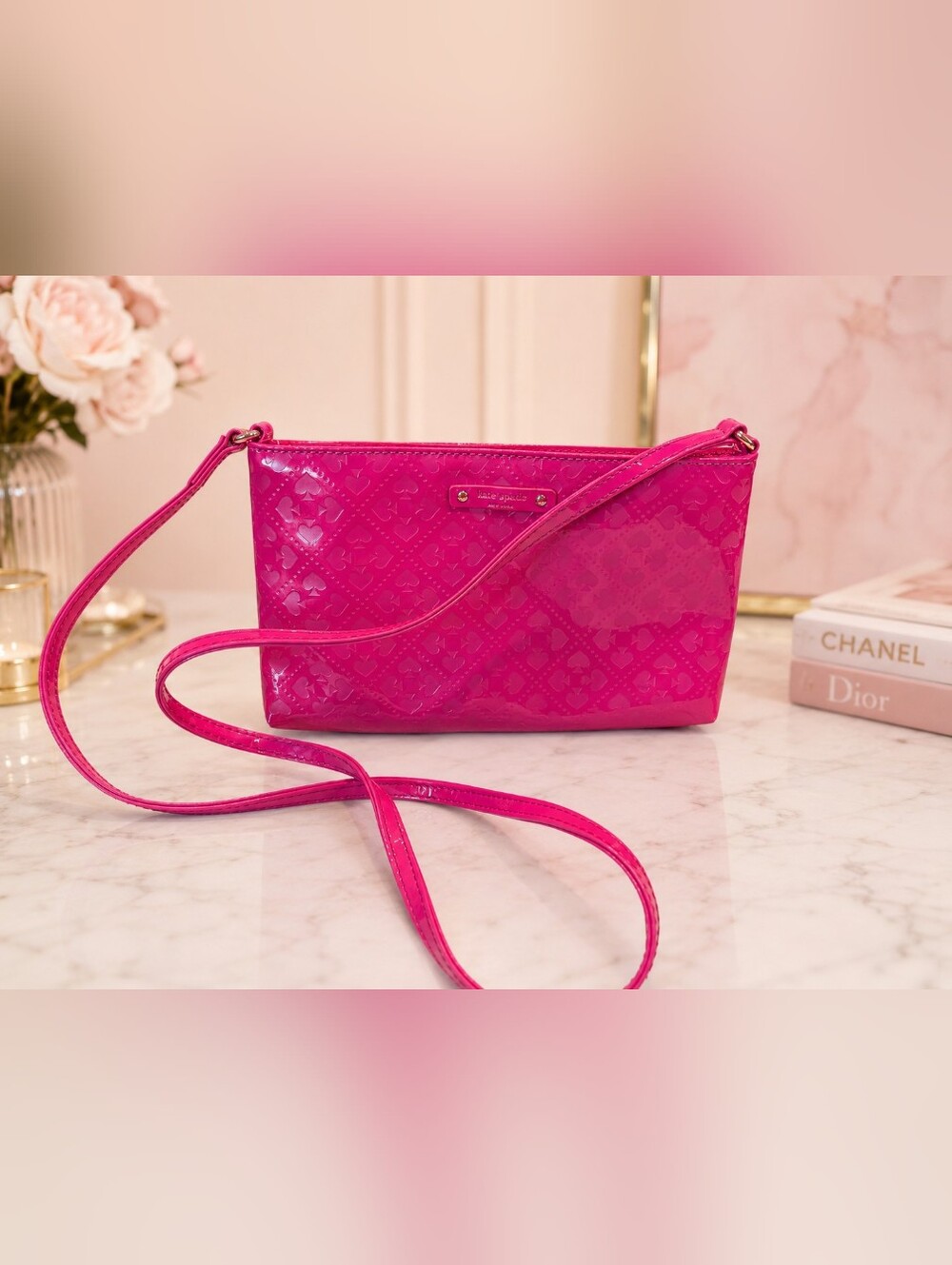 Fuchsia Patent Crossbody Bag - Designer Style